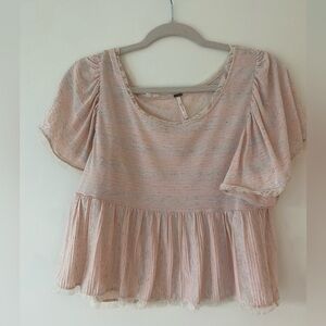 Free People Pastel Pink Babydoll Crop Top in XS